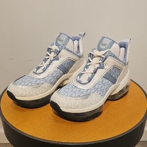 Michael Kors Denim and White High-Top Sneakers